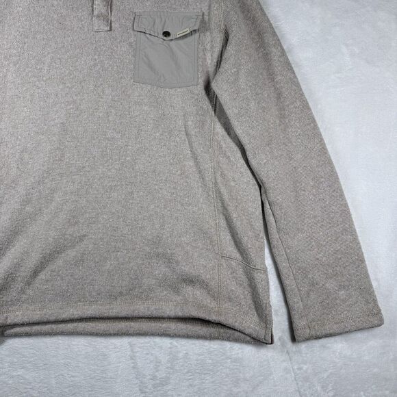 Woolrich 1/4 Snap Pullover Sweater Mens Medium Pocket Knit Sweater Neutral Beige - Picture 2 of 15